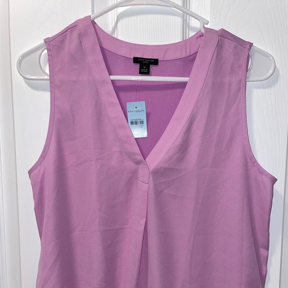 Ann Taylor Petite Mixed Media Pleat Front Top - Picture 3 of 8